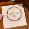 Pulseira redonda em zircônia cúbica banhada a ouro 18k real, uma peça de joalheria de nicho, de alta qualidade, moderna e requintada, um acessório leve e versátil para mulheres