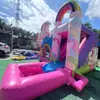 Trampolín Inflable con Tema de Unicornio de Ensueño, Trampolín con Forma de Dibujo Animado para Niños, Diseño Seguro con Barandilla Alta