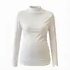 [Personalizado] Ropa nueva de maternidad para primavera y otoño: Camiseta interior de color liso, cuello semi-alto, resistente a las arrugas que disimula el abdomen y minimiza la apariencia de las líneas de embarazo