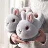 Pantuflas de Algodón de Conejito para Mujer, Otoño/Invierno, Pareja, Zapatos Peludos, Cálidas, Antideslizantes, Hogar, Celebridad de Internet, Pareja, Pantuflas de Algodón con Talón Cerrado