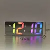 Relógio de espelho luminoso ins relógio de mesa tabela de horários enfeites de mesa display digital LED despertador eletrônico