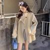 Chic Coreano Primavera y Otoño Nuevo Retro Estilo Británico Diseño de Cuello Alto Nicho Holgado Mangas Largas Gabardina para Mujer