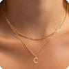 Amazon Transfronterizo Nuevo Collar con Colgante de 26 Letras de Oro de 18K Cadena de Clavícula en Capas Moderna y Exquisita Juego de Dos Piezas para Mujer