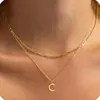Amazon Transfronterizo Nuevo Collar con Colgante de 26 Letras de Oro de 18K Cadena de Clavícula en Capas Moderna y Exquisita Juego de Dos Piezas para Mujer