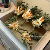Producto Estrella Transfronterizo, Mini Ramo de Flores Naranja, Cola de Conejo, Gypsophila, Hojas de Eucalipto, Hecho a Mano en Yunnan