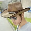 Nuevo Sombrero Tejido de Vaquero Occidental, Sombrero de Sol de Paja de Ala Ancha para Hombres y Mujeres, Sombrero de Paja para Exteriores, Sombrero de Playa para Viajes, Sombrero de Pesca