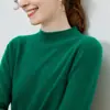 Suéter de Lana 100% Merino Australiano de Primera Línea Listo para Usar para Mujer, Tejido de Cuello Medio Alto, Capa Base de Color Sólido, Suéter Fino de Lana