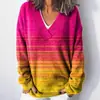 Sudadera de cuello redondo de marca independiente europea y americana, suéter de punto multicolor de manga larga con cuello en V para otoño e invierno, línea creativa original