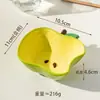 Set Creativo Lindo de Cuenco y Cuchara de Cerámica con Forma de Fruta para Uso en Casa, Cuencos Pequeños con Forma de Manzana, Plátano y Pera para Desayuno Infantil y Cuencos de Postre