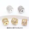 Contas Cilíndricas com Zircônia Micro-Incustada, Contas Espaçadoras para Joias, Contas Soltas, Acessórios para Montagem de Pulseiras e Colares DIY Color-Preserving Banhados a Ouro 14K