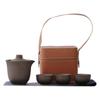 Juego de Té de Viaje de Arena Morada Una Tetera Tres Tazas Portátil Bolsa Colgante de Mano para Exterior Coche con Té Nuevo Preparador de Té Paquete Portátil