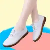Fideos Blandos de Suela de Res talla grande Zapatos de Mujer Doudou Madre Piel Suave Zapatos Casuales de Una Sola Capa de Fideos de Cuero Blancos