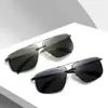 Gafas de Sol Transfronterizas para Hombre Acero Inoxidable de Alta Gama Clásicas Cuadradas Media Montura Anti-UV Conductor Gafas de Sol Polarizadas Venta al por Mayor