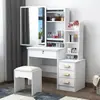 Tocador de Cajones con Espejo Deslizante Integrado, Popular entre Influencers Transfronterizos, Mesa de Maquillaje para Alquiler de Dormitorio, Venta al por Mayor, Diseño Sencillo