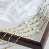 Colar de contas de aço titânio feito à mão, geométrico, pérola de água doce natural, contas de arroz, simples, versátil, moderno para o dia a dia