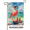 Bandera de Jardín de Verano Tropical Transfronteriza con Hojas de Palma y Flamencos, Impresión a Doble Cara, Decoración Personalizable para Jardín Exterior