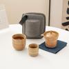 Caneca Rápida de Grés Uma Panela Duas Xícaras Equipamento de Acampamento ao Ar Livre Conjunto de Chá Portátil de Viagem Conjunto de Chá Kung Fu Bolsa de Armazenamento
