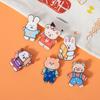 Ins estilo desenhos animados bonito broche acrílico urso coelho crachá roupas saco acessórios pequenas joias atacado