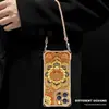 Adecuado para funda de teléfono Apple 17 Pro Max, iPhone 15 con cordón en las cuatro esquinas, 16 con diseño de loto chapado en oro, 13 de estilo chino, 14 de silicona