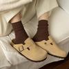 Calcetines largos de tubo medio de algodón puro para mujer, otoño 2024, con zapatos Birkenstock, para otoño e invierno, color blanco, estilo retro.
