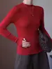 48 puntos, 16 agujasSuéter de punto fino para otoño e invierno, 100% lana, cuello medio alto para mujer, corte ajustado, ligero y delgado, top de capa base