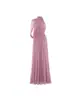 Vestido de Noite com Gola Halter e Uma Alça para Mulheres, Tule Drapeado, Vestido Longo que Marca a Cintura, Elegante para Ocasiões Formais e Banquetes