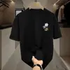 Camiseta de verano de seda de hielo negra estilo Hong Kong para hombre y mujer, camiseta sencilla que combina con todo, vestido para pareja, camiseta de manga corta para hombre y mujer, moderna