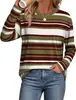 2026 Europeu e Americano transfronteiriço novo feminino outono versátil casual solto bloco de cores listrado manga longa blusa