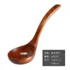 Cuchara de madera mango largo cuchara para sopa hogar estilo japonés y coreano tamaño grande y pequeño para servir avena madera arroz colador cuchara grabado mayoreo