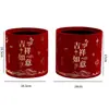 Cubo de la Fortuna de Terciopelo con Cubo Interior Impermeable, Flores Simuladas de Año Nuevo, Materiales Decorativos, Cubo de Abrazo Rojo, Juego de Cubos para Arreglos Florales, Dos Cubos de la Fortuna