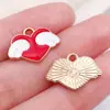 Set Mixto de 50 Accesorios de Joyería con Forma de Corazón Rojos y Rosas para Pulsera, Llavero, Colgante de Collar DIY, Charms de Aleación Esmaltada