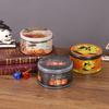 Caja de dulces con temática de Halloween, caja redonda de galletas de caramelo, regalo para niños, caja de embalaje de calabaza con castillo para el día de Halloween