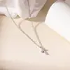 Colar de Aço Titânio Elegante e Simples com Cravação de Zircônia para Mulheres, Corrente de Clavícula com Design Minimalista de Luxo Leve de Nicho, Joia de Alta Qualidade