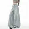 Jeans Retro Americanos Azules, Holgados y con Caída, Estilo Cimitarra para Mujer, Nuevo Diseño de Moda de Cintura Alta, Pantalones de Pierna Ancha con Forma de Pera