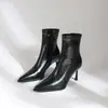 Botines Elásticos Ajustados de Punta Fina para Mujer 2026 Nuevo Otoño/Invierno Tacón Fino Elegantes Tacones Altos Cremallera Lateral Adelgazantes Moda Botines