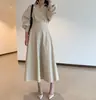 Vestido shirt elegante de estilo francês, com ajuste na cintura, para emagrecer, novo para primavera e outono, Dongdaemun coreano, vestido longo em A para mulheres