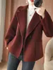 Novo casaco de lã moderno europeu e americano para outono e inverno, gola de terno curta, jaqueta de lã feminina elegante e estilosa