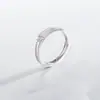 Anéis de Casal em Prata Esterlina para Mulheres Estilo Ins Elegantes Moda Jovem Popular Nicho Simples Diamante Aberto Anel Gravado