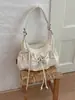 Bolsa tote vintage transfronteiriça de couro macio para mulheres, bolsa de ombro com cordão de grande capacidade, bolsa de mão e bolsa de ombro de nicho de alta qualidade