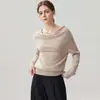 Suéter de cachemira para mujer, estilo francés, corte holgado, mangas murciélago, top de punto liso simple, otros estilos