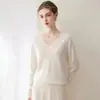 Suéter de cachemira para mujer, nueva colección otoño e invierno, prêt-à-porter premium, suéter de punto con cuello en V 100% cachemira pura, capa interior de moda
