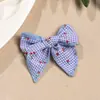 Pasador de Pelo a Cuadros Retro con Lazo para Niña, Pasador Superior para Media Cola de Caballo con Estampado de Cereza, Pasador de Bola, Accesorios para el Cabello para Niños