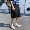 Shorts Masculino de Verão Tendência Soltinho, Finos Respiráveis Versáteis Casuais de Perna Reta Cor Sólida Comprimento do Joelho