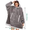 Manta Flanela Sherpa Estilo Casal Europeu e Americano com Capuz e Design de Cordão para Aquecimento e Conforto, Vestível como Manta para TV