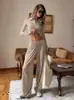 Conjunto de Dos Piezas Casual Transfronterizo Europeo y Americano de Camisa Polo y Pantalón Largo para Mujer, Conjunto de Punto Estilo Streetwear Otoño 2026 Ropa para Mujer