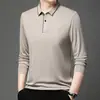TikTok Mismo Estilo Negocios Alta Gama Hombre Nuevo 2024 Primavera y Otoño Camiseta de Manga Larga para Hombre Polo para Hombre de Mediana Edad Papá