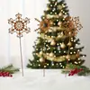 Adornos Navideños para Jardín Transfronterizos Silueta Oxidada Obra de Arte Decorativa de Metal Decoración de Maceta Flor de Nieve de Hierro para Patio