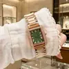 Nuevo Estuche de Reloj Rectangular Incrustado con Diamantes con Números Romanos, Elegante Movimiento de Cuarzo, Esfera Grande, Reloj Dorado para Mujer al por Mayor