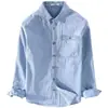 Camisa casual de mezclilla de manga larga para hombre de primavera y verano, algodón, guapo, simple, combinable con todo, moda, delgada, moderna, camisa guapa para hombre