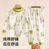 Conjunto de mallas largas de algodón puro clase A para niños para otoño, sin costuras, para niños y niñas, ropa interior térmica, capa base para bebé, pijama para casa